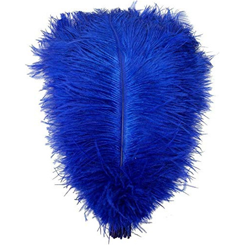 10 Plumas De Avestruz Azul Real Naturales 15-70cm