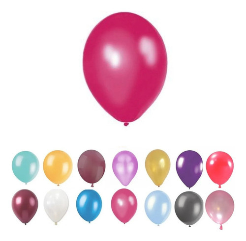 Globos Perlados X 50 Unidades 25 Cm Inflado Cotillon Fiesta Color Fucsia Perlado