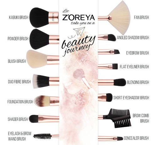 Set De 15 Brochas Y Pinceles Para Maquillaje Profesional