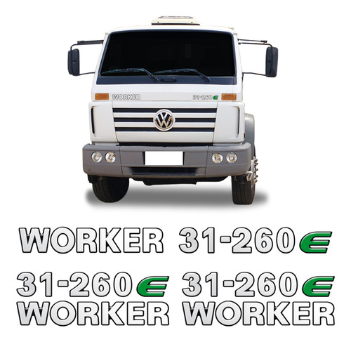 Kit Adesivos 31-260e Worker Emblemas Caminhão Volkswagen