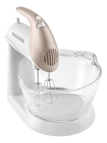 Batidora Pedestal Black+decker 5 Vel 2 Tazones 250w Frecuencia 60 Hz Color Blanco Y Champaña