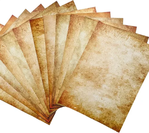 ヴィンテージペーパー 48 Sheets Vintage A4 Aged Parchment Paper - Antique, Ble-sid