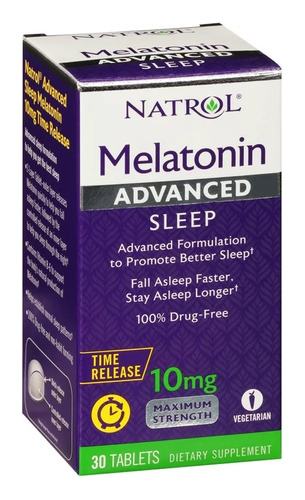 Natrol Melatonina 10 Mg | 30 Tabs | Efecto Prolongado | Premium Sin sabor