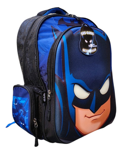 Mochila Primaria Dc Comics Batman 3d Luz Fotorama Azul 3d Con Luz