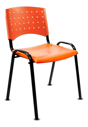 Silla Apilable Plástica Fija De Oficina Sala De Espera Iglesias Consultorios Acero Y Plastico Reforzado Color Naranja