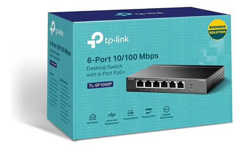 Switch Tp-link Tl-sf1006p 6 Puertos 10/100 Con 4 Poe