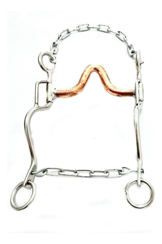 E19 Freio Inox Bucal Cobre Cavalo Crioulo Laço Comprido P01