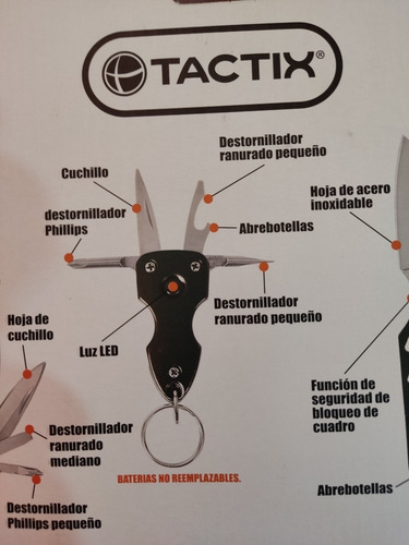 Multiherramientas Tactix Camping + Linterna Led 4 Pzs C/ba