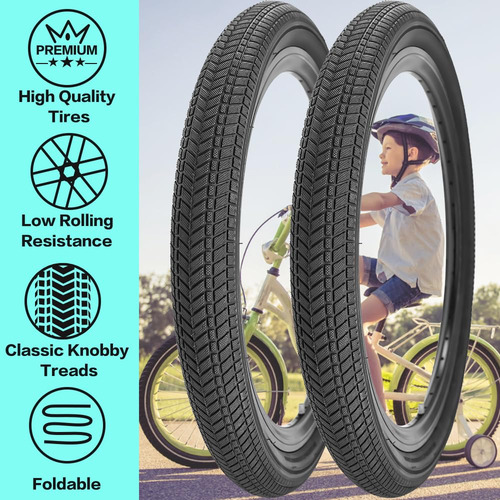 Pack De 2 Llantas Para Bicicleta Niños 12 A 20 Pulgadas Negro