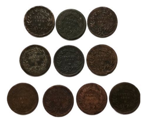 Lote Medallas 10 Monedas De 1 Centavo De 1889