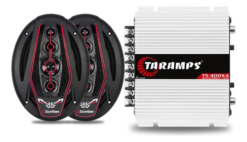 Kit Som 6x9 Bicho Papão 350w + Taramps Ts400 4 Canais Cor Preto