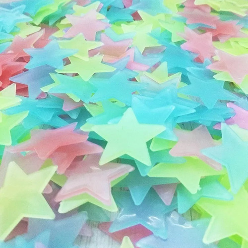 Paquete De Estrellas Fluorescentes Fosforecentes 100pcs//