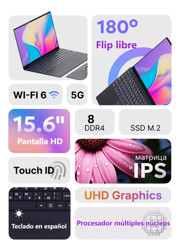 Laptops 15.6 Pulgadas 8+512g Bluetooth Teclado En Español