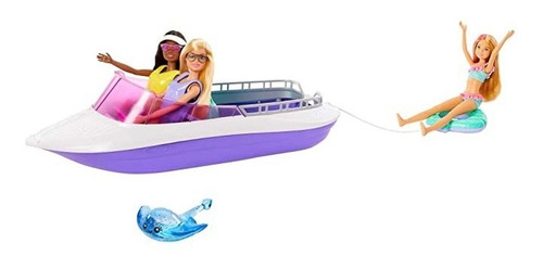 Barbie Bote Lancha Power Mermaid Muñecas Y 9 Accesorios