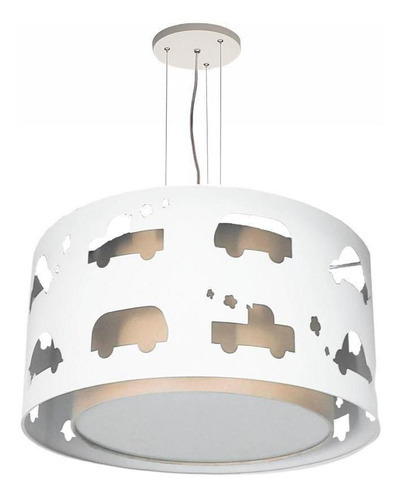 Lustre Infantil Pendente Carrinhos Cáqui 30x16