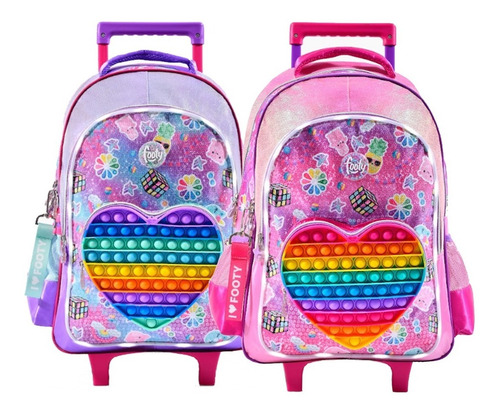 Imagen 3 de 8 de Mochila Carro Footy Pop It 18 F1901 Escolar Envio Mapleweb
