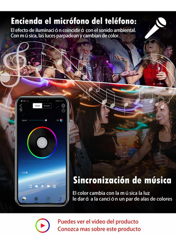 Imagen 6 de 9 de Kit De Luces De Tira Led 10m Control Bluetooth Y Sinc Música