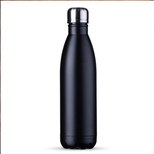 Botella térmica Inox negra de doble pared, 500 ml
