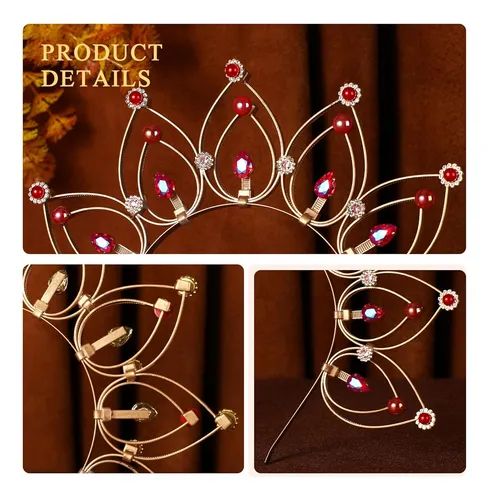 Rhinestones Halo Corona Diadema Medieval Vintage Elf Ha...