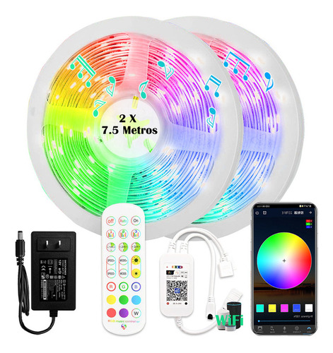 Shaoke Cinta Led 15 Metros Wifi Rgb 5050 Luz Led Deocração