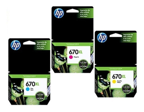 Cartucho Hp 670xl Cyan Mag Ama 3525 4615 4625 5525 Original