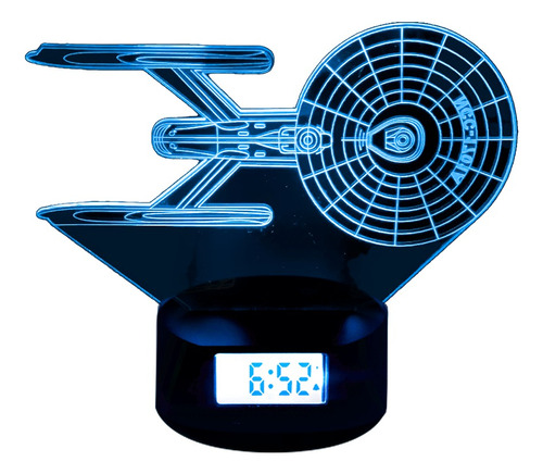 Lámpara 3d Uss Enterprise Star Trek Base Reloj + C.remoto