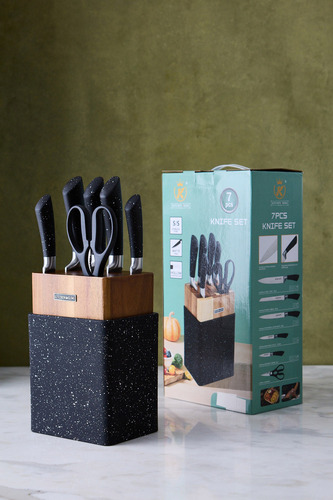 Juego De Cuchillos Cocina Taco De Madera & Granite 5 Piezas