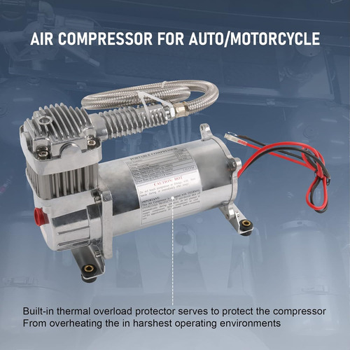 Dicmic Compresor De Aire De Cromo De 12v 444c 200 Psi Para A