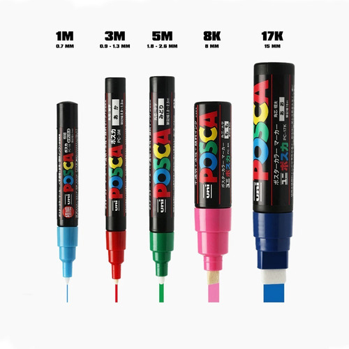 Imagen 2 de 6 de Set Marcador Acrilico Posca 5m 8 Colores Pastel Japones