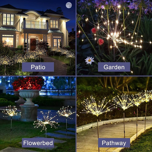 Luces Led Solares De Fuegos Artificiales Para Jardín, Césped
