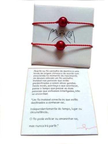 Par Pulseiras Lenda Akai Ito Fio Vermelho Do Destino Kit