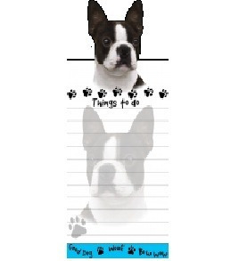 Libreta Magnética Larga Boston Terrier 50 Hoja Autoadherible