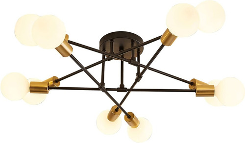 Lámpara De Techo Moderna Tipo Plafón Estilo Nórdica De Lujo Color Negro/dorado