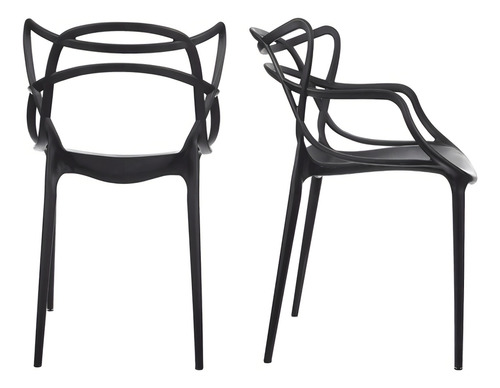 Kit 4 sillas de comedor Allegra Berrini apilables con estructura negra y asiento negro