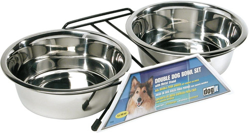 Set Comedero Y Bebedero De Acero Inoxidable Dog It 2lts 