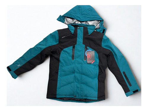 Campera Nieve Ski Hombre Impermeable Con Trampa De Nieve Azul Petroleo Con Negro Xl