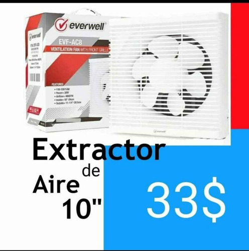 Extractor De Aire 10 Pulgadas Para Ventilacion