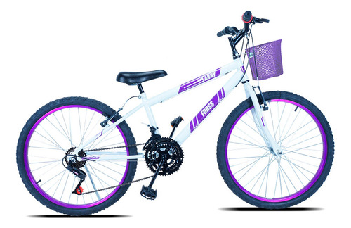 Bicicleta  de passeio infantil Forss Anny aro 24 18v freios v-brakes câmbios Comum cor branco com descanso lateral