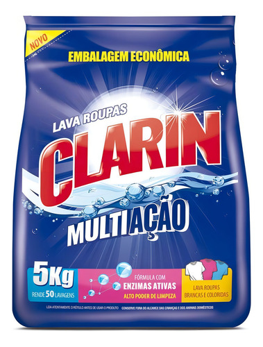 Sabão Para Roupas Em Pó Multiação Limpeza Total Clarin 5kg