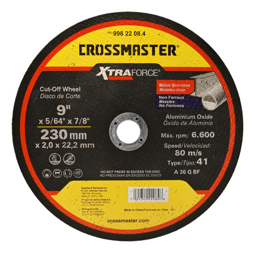 50 Discos De Corte Metal Amoladora 230 X 2,0mm Crossmaster