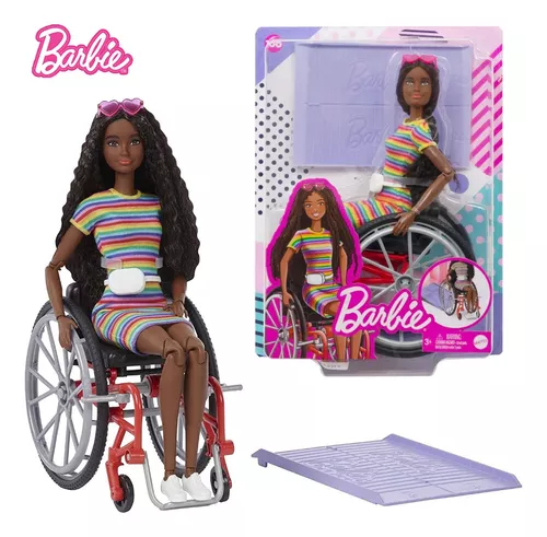 Boneca Barbie Original Negra Cadeirante C/ Cadeira De Rodas