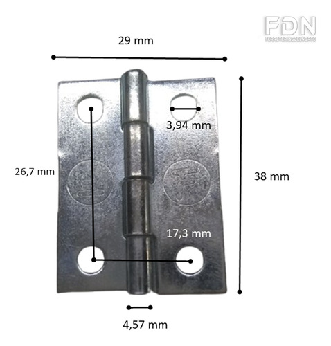 Bisagra Libro Hierro Zincado - 38mm - Caja X 25 U. - Fdn