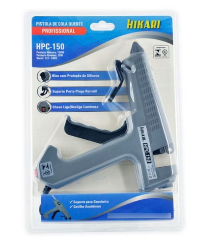 Pistola de Cola Quente Profissional Hpc-150 150w Bivolt Hikari