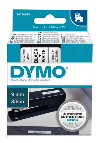 Cinta Dymo D1 9mm X 7mtrs Color 1 Pz Del Modelo 41913 Negro/blanco