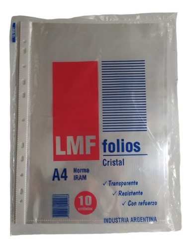 Folios De Propileno Cristal A4 X 10 Unidades Lmf