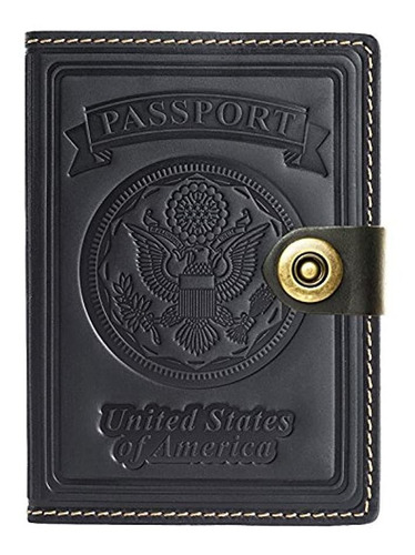   Leather Rfid Blocking Us Passport Holder Cover Id Car...