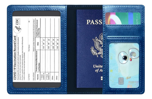 Porta Pasaporte Y Carnet De Vacunacion Kaoban Azul Marino