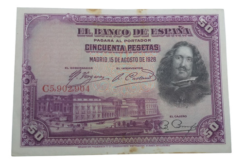 Billete España 50 Pesetas Año 1928 Série C  Velázquez 
