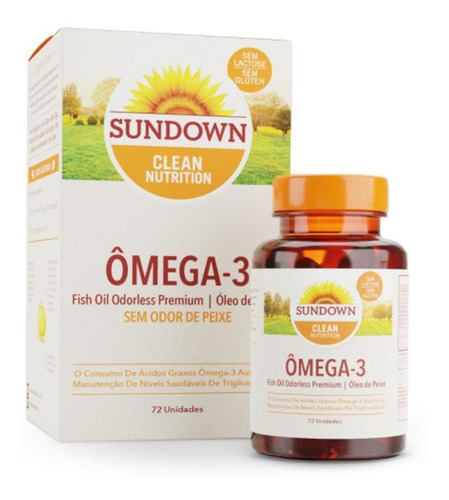 Omega 3 Fish Oil Odorless 1290mg Sem Cheiro De Peixe Sundown Sabor Sem Sabor