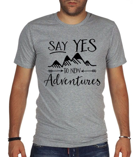 Remera De Hombre Frase Say Yes To New Adventure Negro